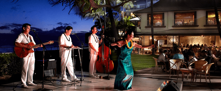 Nightly entertainment featuring Hawaiian music and hula