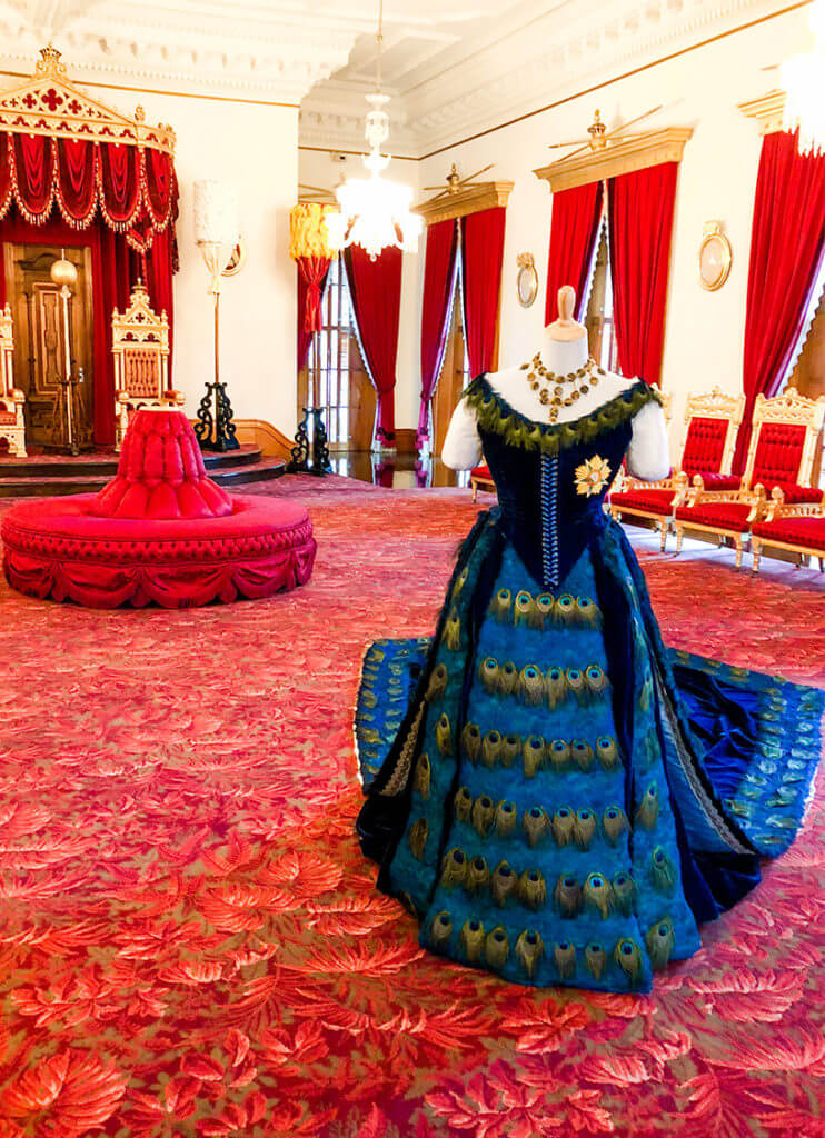 Iolani Palace with Queen Liliuokalani's gown