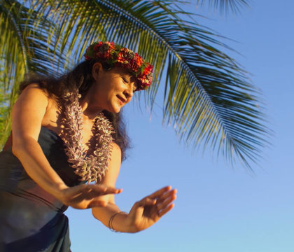 Kanoe Miller dances hula at House Without A Key