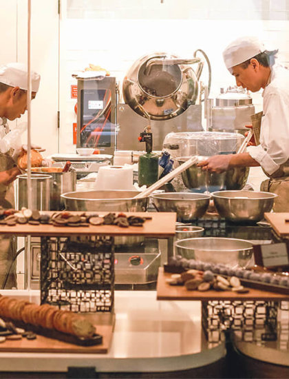 Bakery staff prepare a variety of artisan delicacies