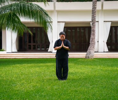 Walking Meditation in Garden Courtyard