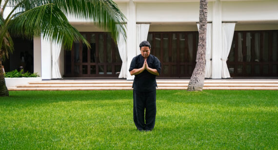 Walking Meditation in Garden Courtyard